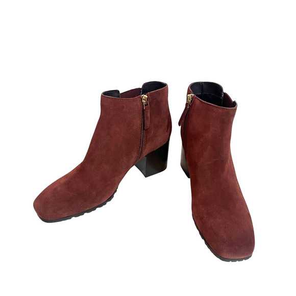 Aquatalia Women's Size 8 Leather Block Heel Brown Rust Suede Ankle Booties $495 - Picture 1 of 10